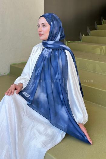 Lamelif Batik Desen Soft Şal Lacivert