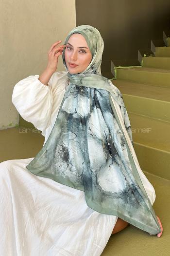 Lamelif Bohem Çiçek Desen Soft Şal Adaçayı