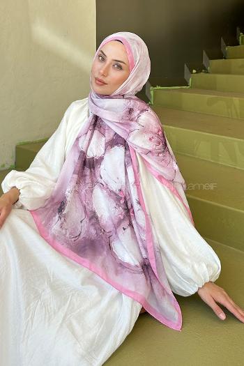 Lamelif Bohem Çiçek Desen Soft Şal Şeker Pembe