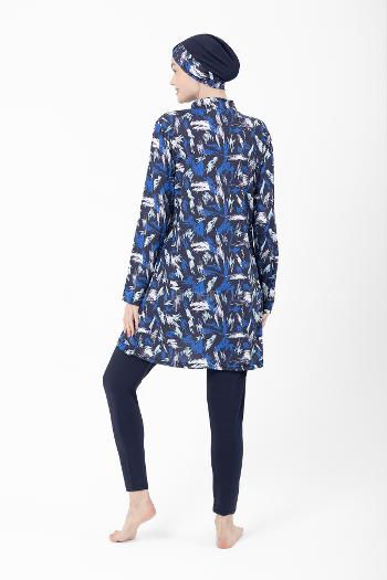 Lamelif Haşama Tesettür Mayo Hijap Lacivert