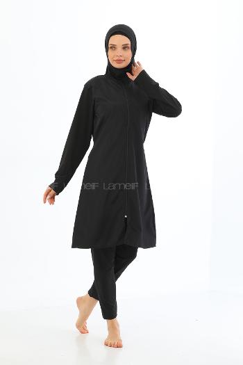 Lamelif Haşama Tesettür Mayo Hijap Siyah