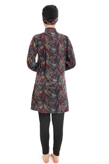 Lamelif Haşama Tesettür Mayo Hijap Siyah