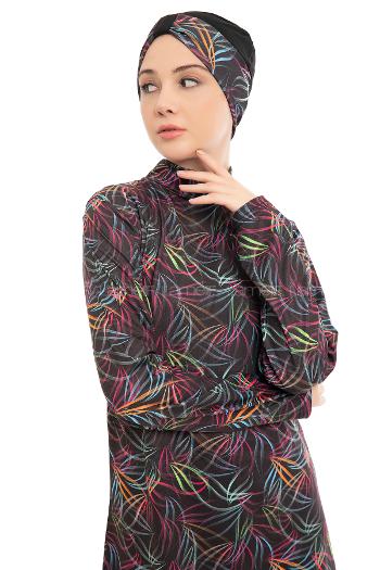 Lamelif Haşama Tesettür Mayo Hijap Siyah