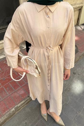 Lamelif Pat Detaylı Elbise Taş