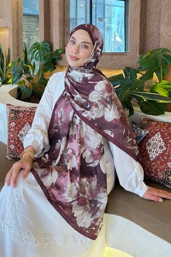 Claret Red Cotton Fabric Flowering Printed Shawl