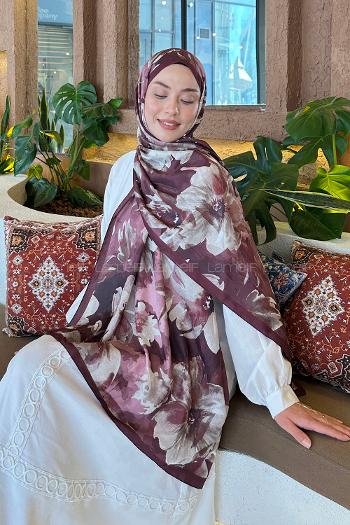 Claret Red Cotton Fabric Flowering Printed Shawl