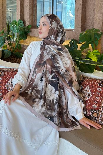Camel Cotton Fabric Flowering Printed Shawl
