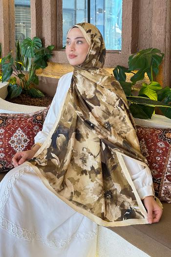 Yellow Cotton Fabric Flowering Printed Shawl