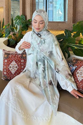 Stone Cotton Fabric Flowering Printed Shawl