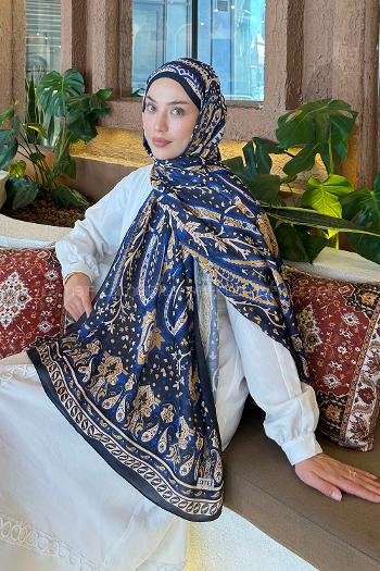 Navy Marine Cotton Striped Shawl