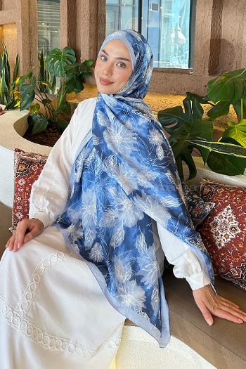 Lamelif Sarmaşık Desen Bambu Şal Bebe Mavisi