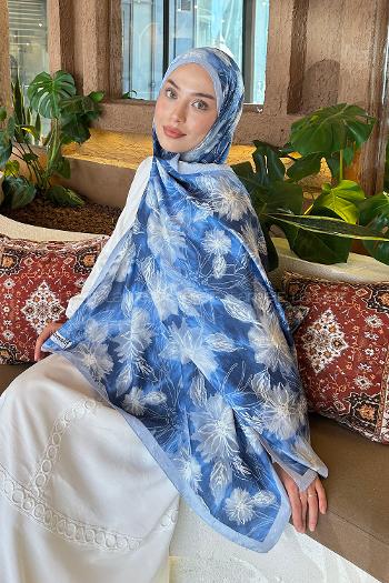 Lamelif Sarmaşık Desen Bambu Şal Bebe Mavisi