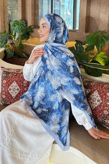 Lamelif Sarmaşık Desen Bambu Şal Bebe Mavisi