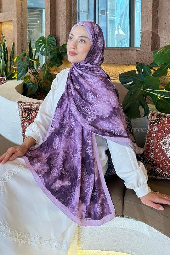 Lamelif Sarmaşık Desen Bambu Şal Mürdüm