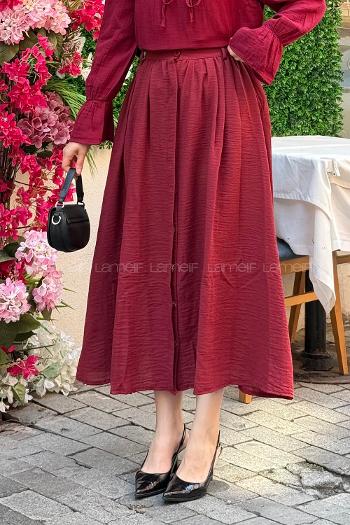 Lamelif Pera Keten Etek Bordo