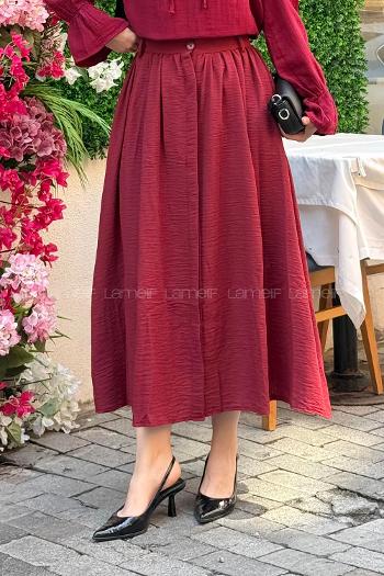 Lamelif Pera Keten Etek Bordo