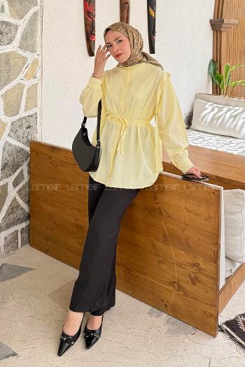 Yellow Shirt Collar Long Arm Cotton Shirt
