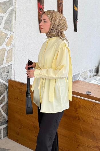 Yellow Shirt Collar Long Arm Cotton Shirt