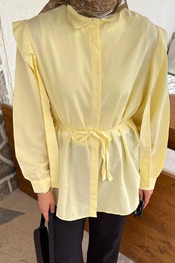 Yellow Shirt Collar Long Arm Cotton Shirt