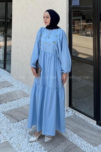 Lamelif Elica Tesettür Elbise Bebe Mavisi