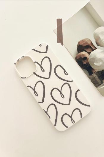 Lamelif  ıPhone 13-14 Kalp Baskılı Telefon Kılıfı