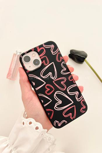 Lamelif  ıPhone 13-14 Kalpli Baskılı Telefon Kılıfı