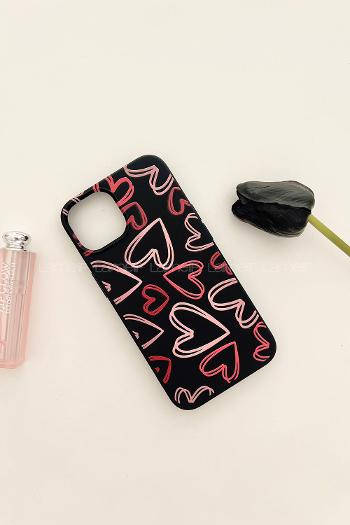 Lamelif  ıPhone 13-14 Kalpli Baskılı Telefon Kılıfı