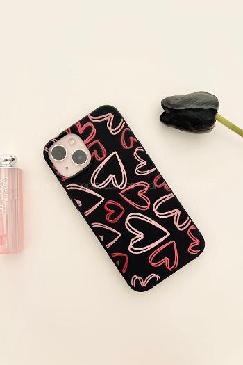 Lamelif  ıPhone 13-14 Kalpli Baskılı Telefon Kılıfı