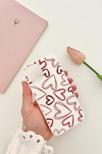 Lamelif  ıPhone 13-14 Kalpli Baskılı Telefon Kılıfı