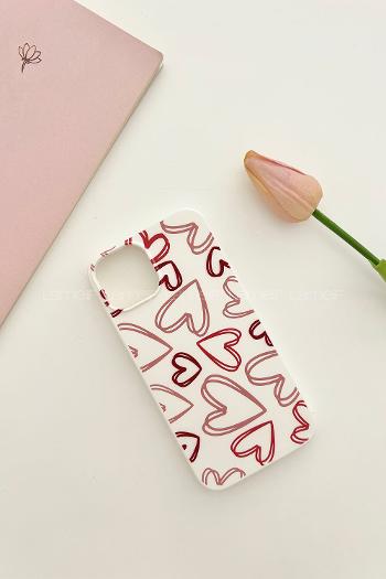 Lamelif  ıPhone 13-14 Kalpli Baskılı Telefon Kılıfı