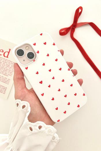 Lamelif  ıPhone 13-14 Minik Kalp Baskılı Telefon Kılıfı