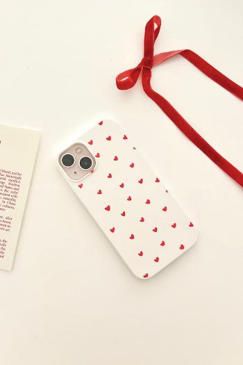 Lamelif  ıPhone 13-14 Minik Kalp Baskılı Telefon Kılıfı