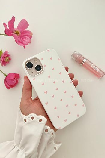 Lamelif  ıPhone 13-14 Minik Kalp Baskılı Telefon Kılıfı