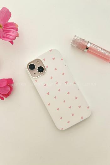 Lamelif  ıPhone 13-14 Minik Kalp Baskılı Telefon Kılıfı