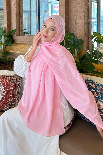 Candy Pink Cotton Straight Shawl