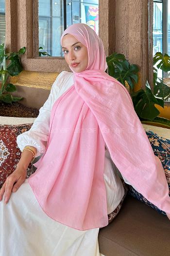 Candy Pink Cotton Straight Shawl