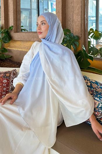 Lamelif Degrade Desen Soft Şal Bebe Mavisi