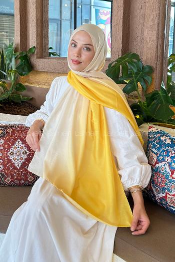 Lamelif Degrade Desen Soft Şal Sarı