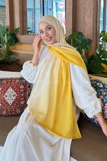 Lamelif Degrade Desen Soft Şal Sarı