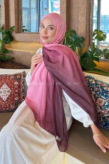 Lamelif Degrade Desen Soft Şal Şeker Pembe