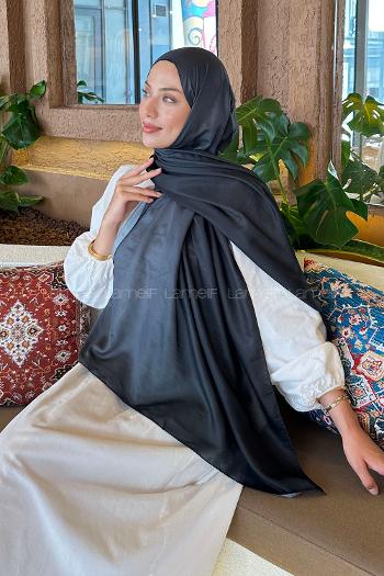 Lamelif Degrade Desen Soft Şal Siyah Antrasit