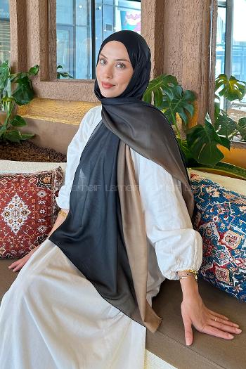 Lamelif Degrade Desen Soft Şal Siyah Hardal