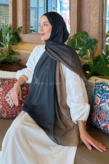 Lamelif Degrade Desen Soft Şal Siyah Hardal