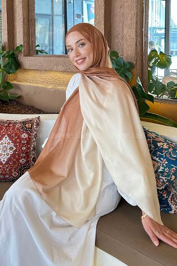 Lamelif Degrade Desen Soft Şal Sütlü Kahve Bej