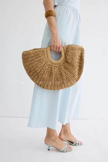 Lamelif  Yarım Ay Rafya Hasır Çanta Kadın