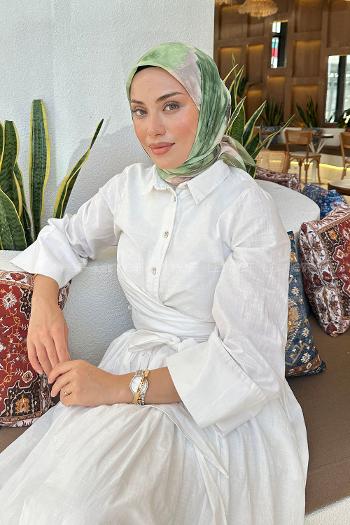 Lamelif Batik Çiçek Desen Soft Eşarp Adaçayı