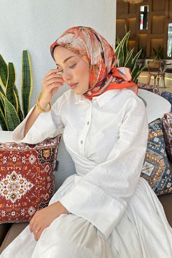 Orange Cotton Fabric Straight Scarf