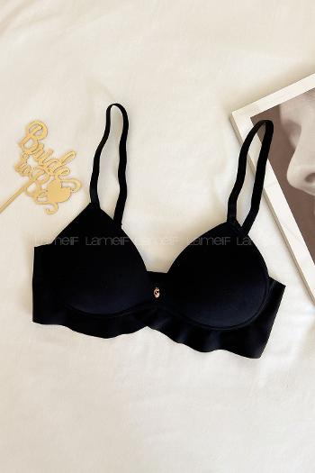 Black Cotton Fabric Underwire Support Bralet
