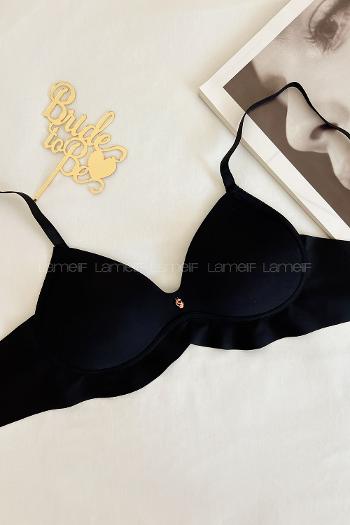 Black Cotton Fabric Underwire Support Bralet