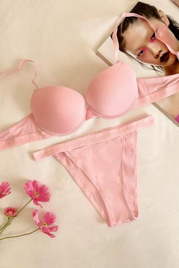 Pink Cotton Fabric Underwire Support Bralet